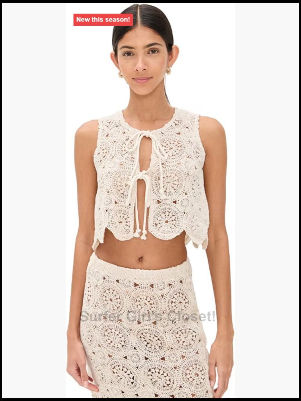 Lightweight Crochet Tank Top Sleeveless Crew Neck Relaxed Fit